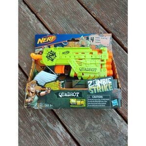 Nerf Zombie Strike Quadrot Blaster + 4 Darts Green & Orange